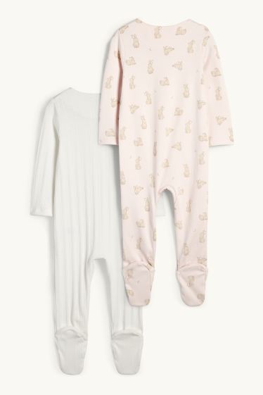 Baby Girls - Multipack of 2 - bunny rabbit - baby sleepsuit - rose / beige