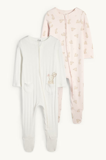 Baby Girls - Multipack of 2 - bunny rabbit - baby sleepsuit - rose / beige
