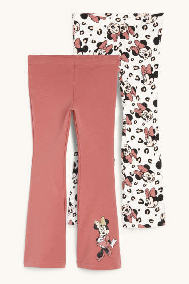 Kinderen: meisjes - Set van 2 - Minnie Mouse - flared thermolegging - donker rose