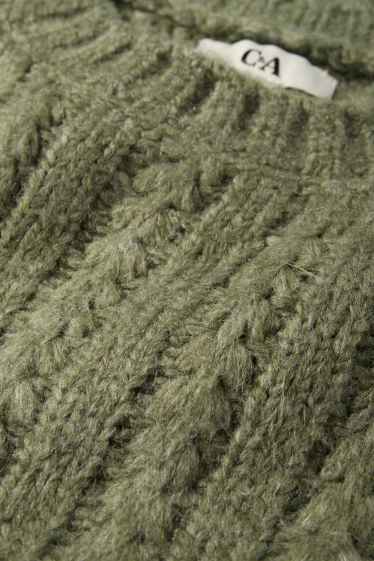 Damen - Pullover - Zopfmuster - grün