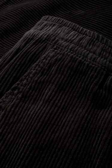 Pánské - Manšestrové kalhoty - relaxed fit - černá