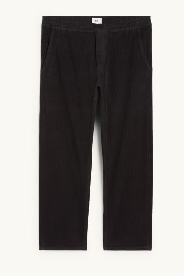 Pánské - Manšestrové kalhoty - relaxed fit - černá