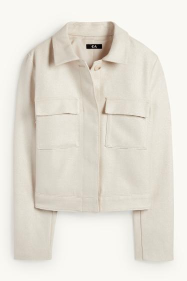 Femei - Blazer crop - regular fit - structurat - bej deschis