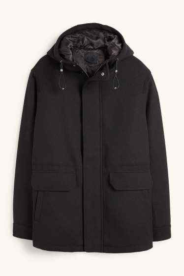 Hommes - Parka à capuche - rembourrée - noir