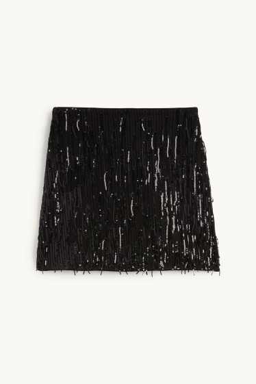 Donna - Minigonna di paillettes - nero