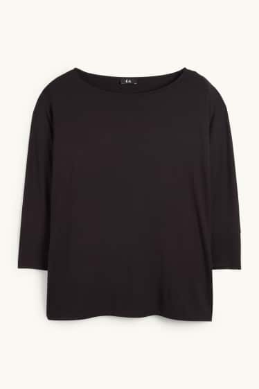 Damen - Langarmshirt - Regular Fit - schwarz