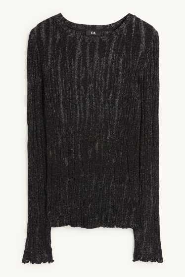 Dona - Samarreta de màniga llarga - regular fit - acanalada - negre