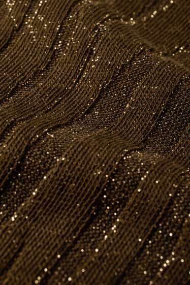 Dámské - Tričko s dlouhým rukávem - regular fit - žebrované - tmavozelená