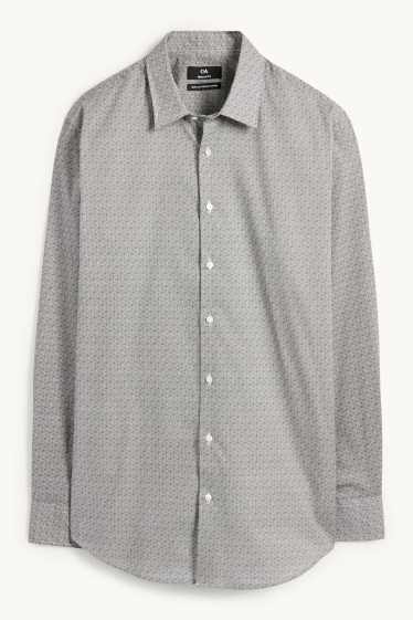 Men - Business shirt - regular fit - Kent collar - easy-iron - patterned - gray