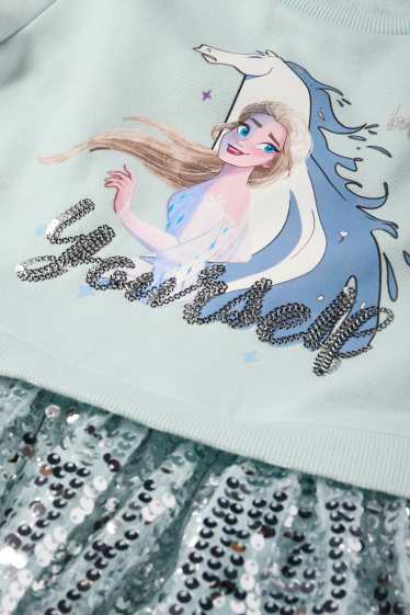 Children Girls - Frozen - dress - 2-in-1 look - light turquoise