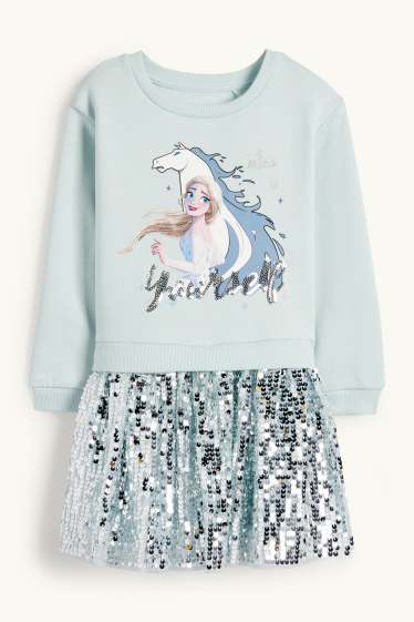 Children Girls - Frozen - dress - 2-in-1 look - light turquoise