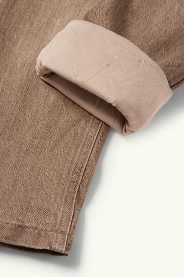 Kinder Buben - Loose Fit Jeans - Thermojeans - grau-braun