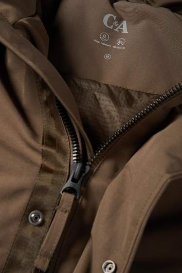 Hommes - Veste à capuche - doublée - finition déperlante - marron