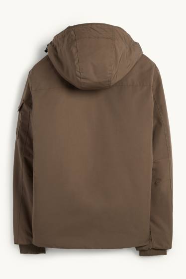 Hommes - Veste à capuche - doublée - finition déperlante - marron