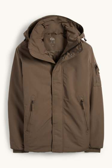 Hommes - Veste à capuche - doublée - finition déperlante - marron