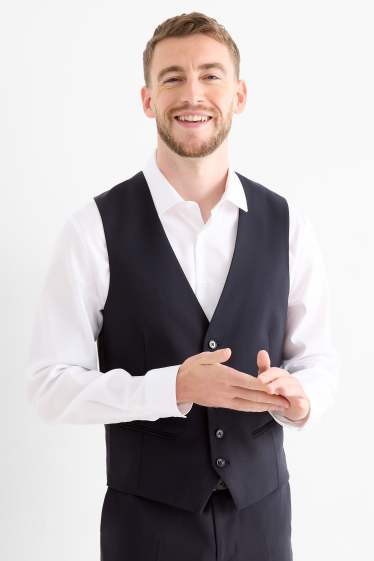 Bărbați - Vestă - regular fit - Flex - amestec de lână - albastru închis