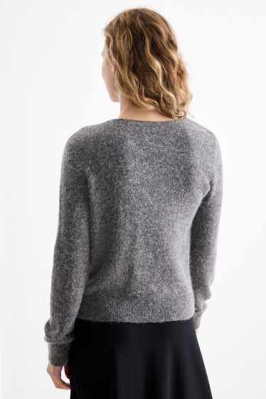 Femmes - Pull avec teneur en alpaga - gris chiné