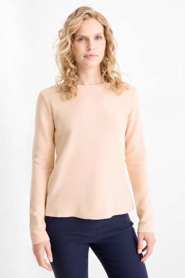 Donna - Maglia a maniche lunghe - regular fit - a coste - rosa