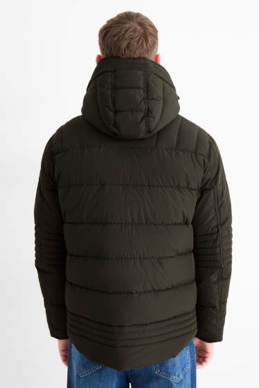 Heren - Gewatteerde jas met capuchon - donkergroen