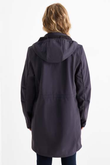 Dames - Softshellmantel met capuchon - waterafstotend - 4 Way Stretch - donkerblauw