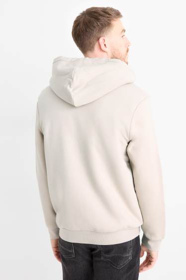 Uomo - Felpa con zip e cappuccio - foderato - beige chiaro