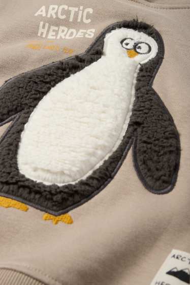 Enfants garçons - Pingouin - sweat à capuche - beige
