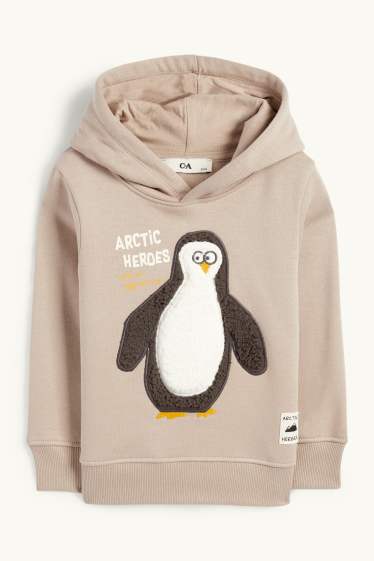 Enfants garçons - Pingouin - sweat à capuche - beige
