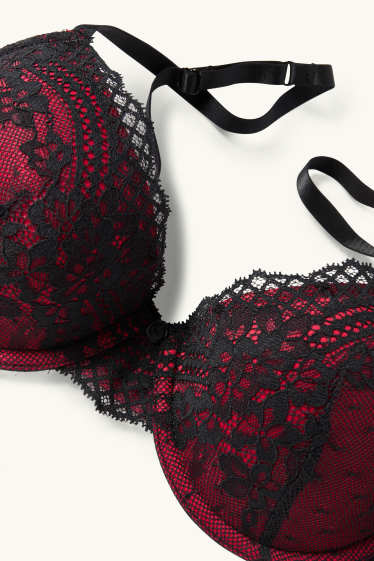 Femmes - Soutien-gorge avec armatures - DEMI - ampliforme - bordeaux / noir