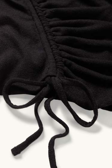 Women - Long sleeve top - slim fit - black