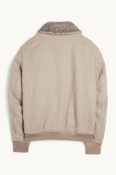 Uomo - Giacca con riporto di ecopelliccia - beige