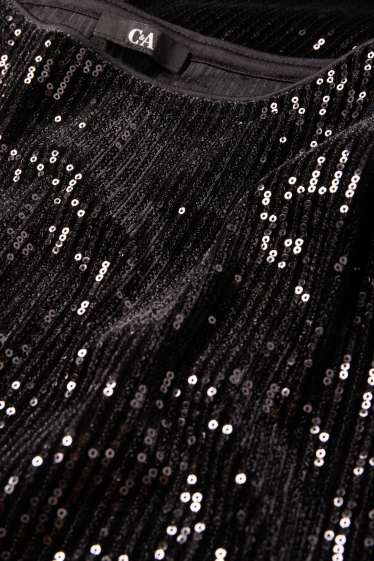 Dames - Pailletten - bodycon jurk - zwart