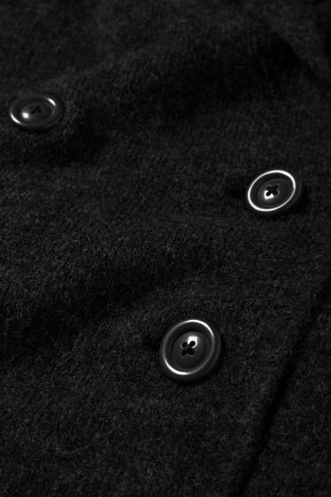 Dámské - Pletený kardigan s kapucí - tmavošedá