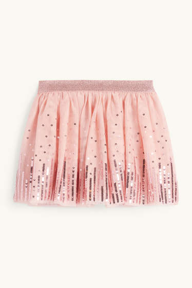 Niñas - Falda con lentejuelas - rosa