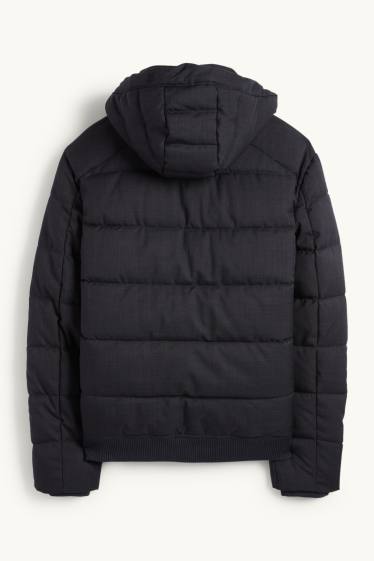 Hommes - Doudoune à capuche - finition déperlante - bleu foncé