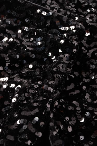 Damen - Pailletten-Shorts - High Waist - schwarz