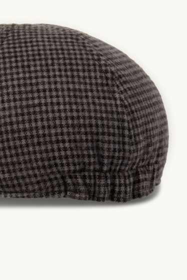 Hommes - Béret - à carreaux - gris foncé