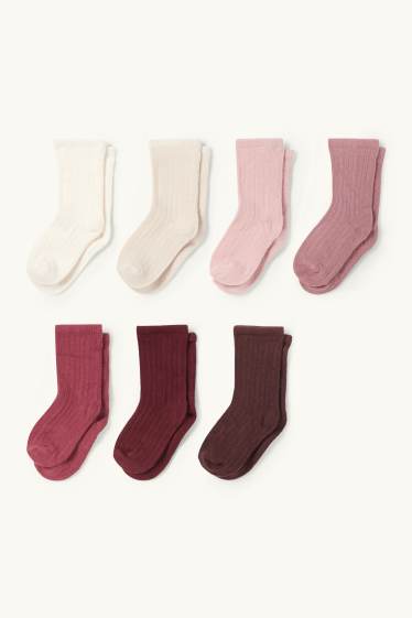 Bebeluși - fete - Multipack 7 perechi - șosete bebeluși - structurate - bordo