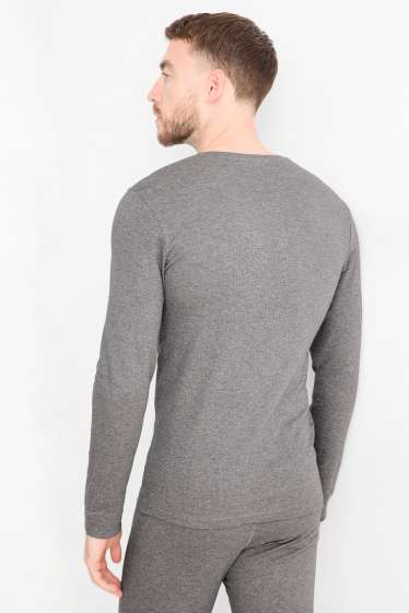 Uomo - Maglia intima - a coste - grigio