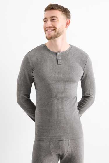 Uomo - Maglia intima - a coste - grigio