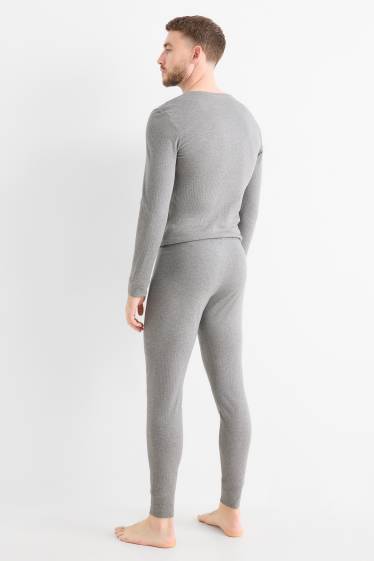 Uomo - Calzamaglia intima - a coste - grigio