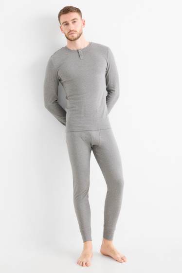 Uomo - Calzamaglia intima - a coste - grigio