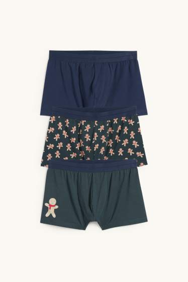 Home - Mini Me - paquet de 3 - calçotets trunk nadalencs per a home - galeta de gingebregingebre - blau fosc