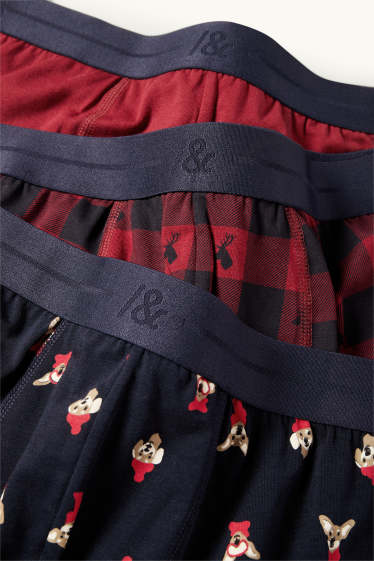 Hommes - Lot de 3 - boxers de Noël - bleu foncé