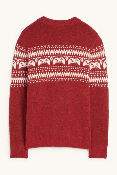 Kinderen: jongens - Gaming-controller - trui - met patroon - rood