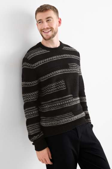 Herren - Pullover - gemustert - schwarz