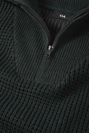 Men - Jumper - textured - dark green