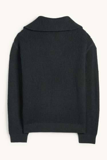 Men - Jumper - textured - dark green