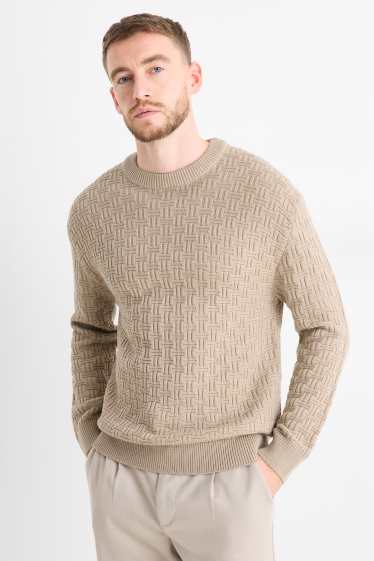 Uomo - Maglione - tramato - beige chiaro