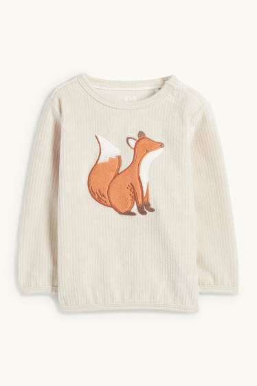 Baby Boys - Fox - baby outfit - ribbed - 2 piece - beige