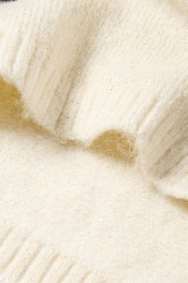 Enfants filles - Fleur - ensemble - pull, jupe et collants - 3 pièces - noir / beige